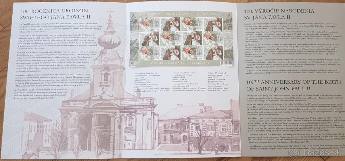 2020 100 rokov Jan Pavol 2 spolocne vydanie Polsko Vatikan - 6