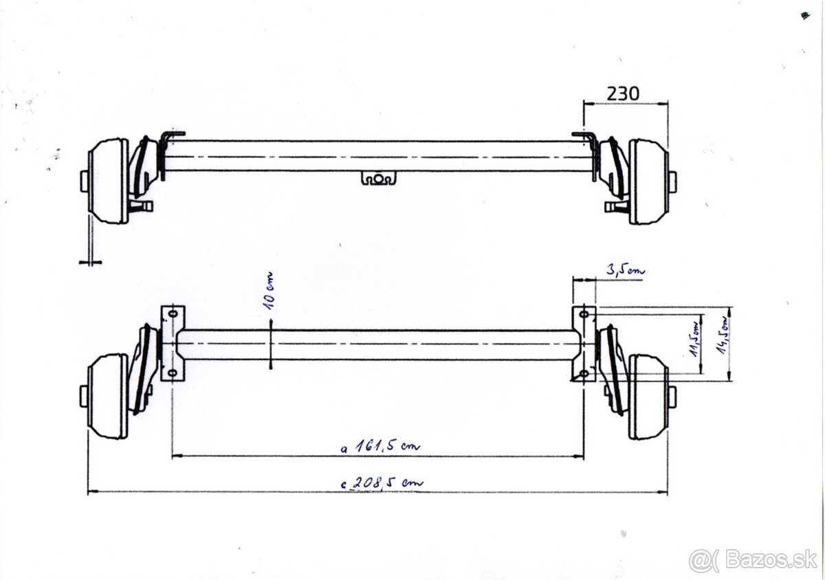 Bržděná náprava AL-KO Compact B1000-3 (1000 kg) - 6
