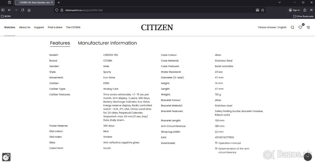 Predám hodinky CITIZEN CB5000-50L - 6