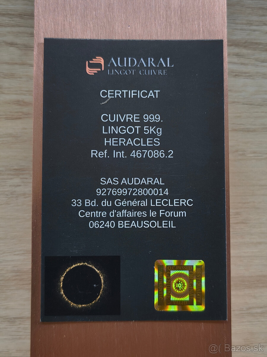 5kg medená investičná tehla/ingot .999 - 6