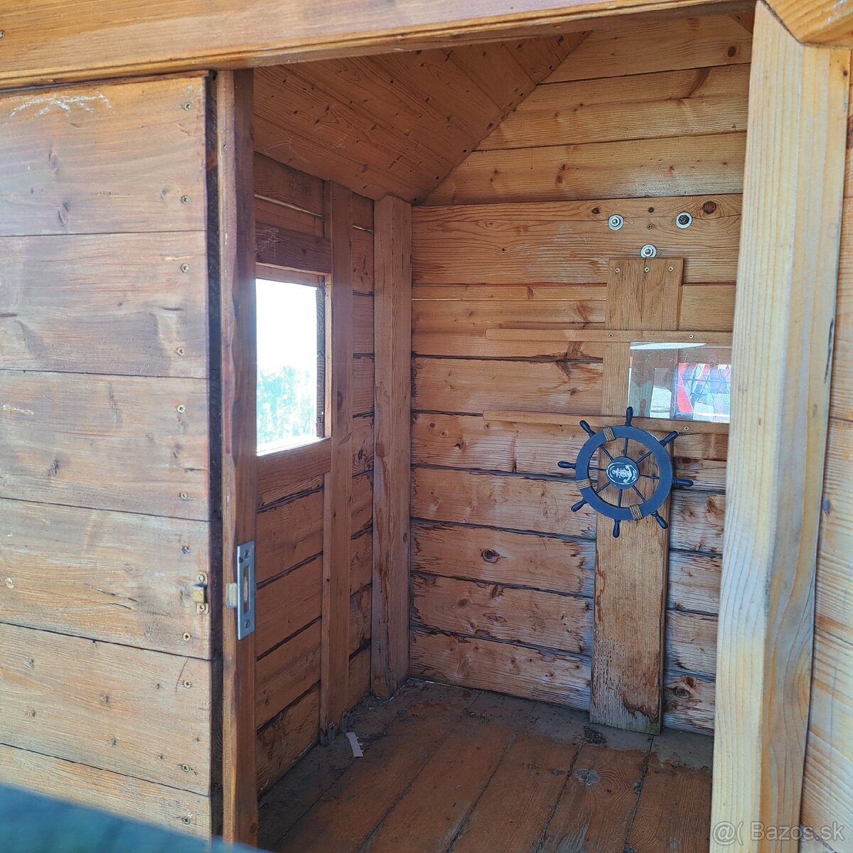 Detský domček so šmýkľavkou a dvojitou hojdačkou - 6