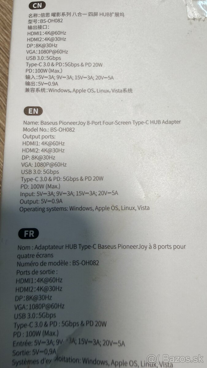 USB-C Hub Baseus Pioneer Joy 8in1 - HDMI, DisplayPort, VGA - 6