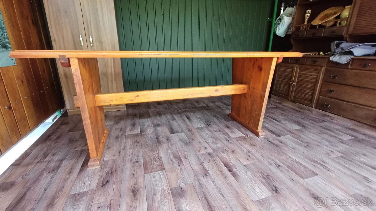 Stôl z tvrdého dreva +2 lavice - 6