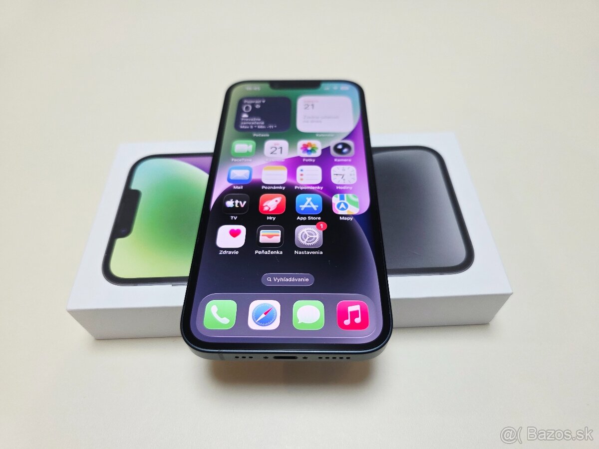 Predám Apple iPhone 14 128gb MIDNIGHT BATERKA 100% - 6