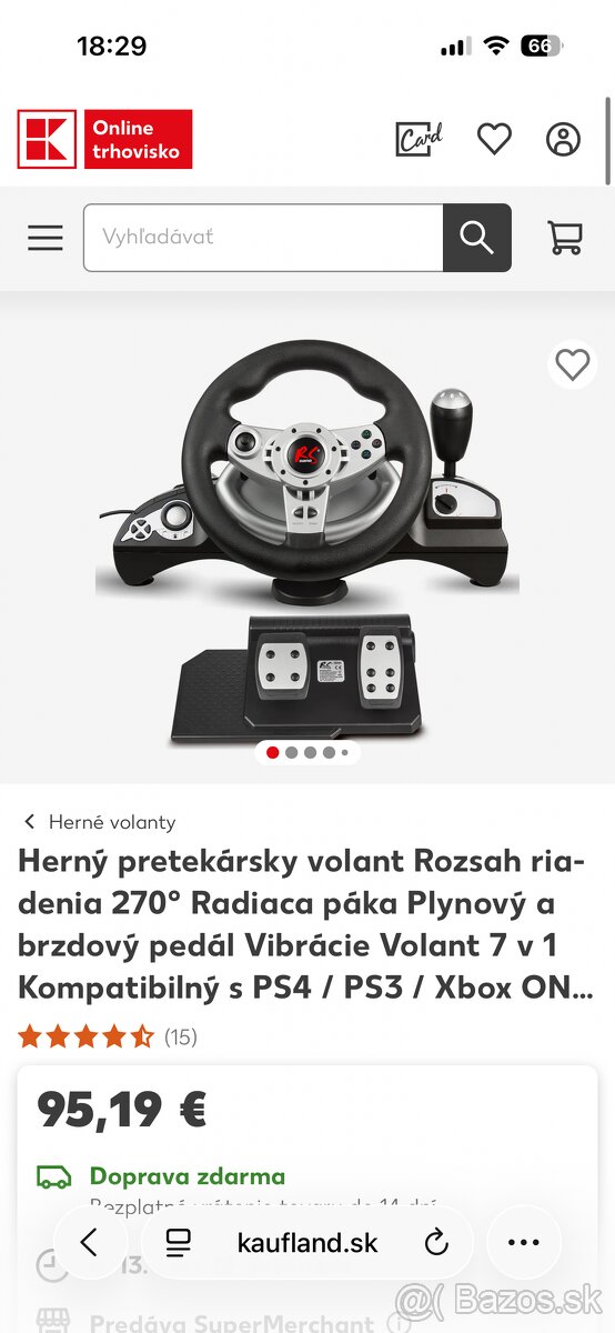 Herný pretekársky volant NanoRS - 6