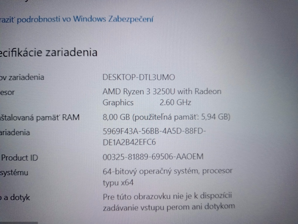predám Acer extensa 15 EX215-22 - AMD Ryzen 3 , 8gb ram - 6