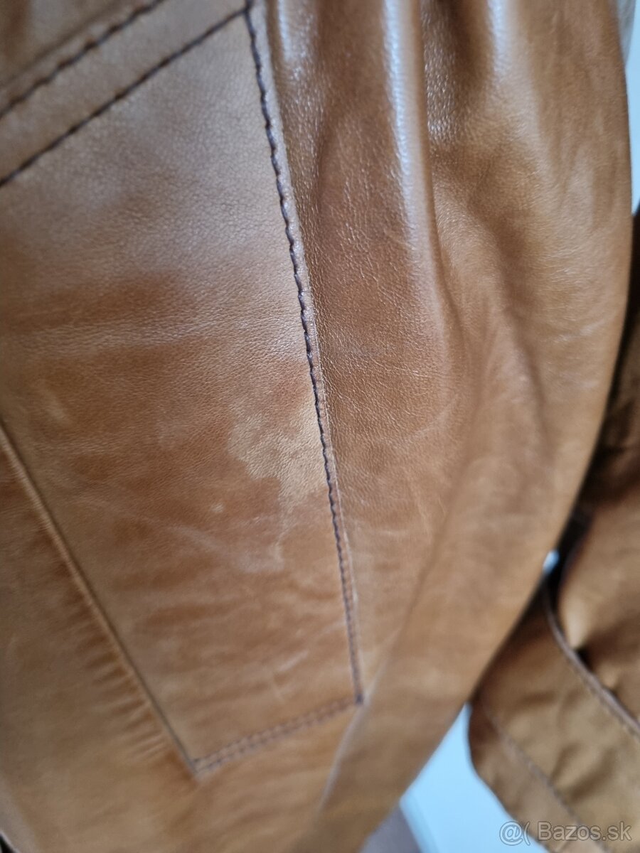 nový koňakový kožený kabát veľ. M - 6