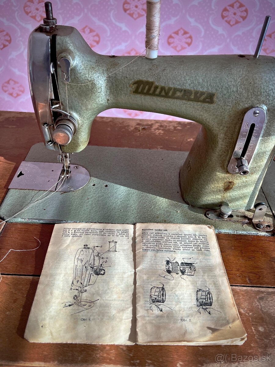 Šijací stroj Minerva 122 – retro, pedál + príslušenstvo - 6