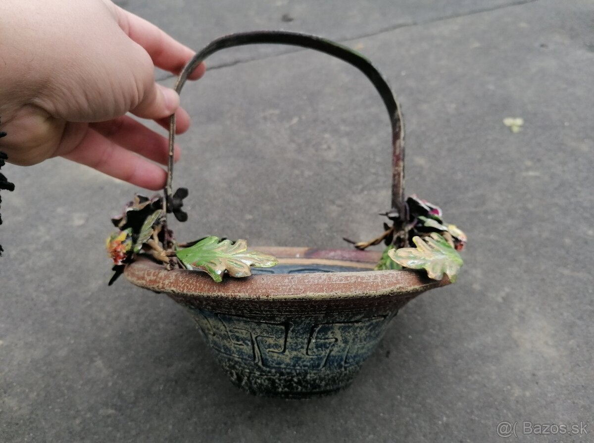 Predám keramická váza a košík - 6