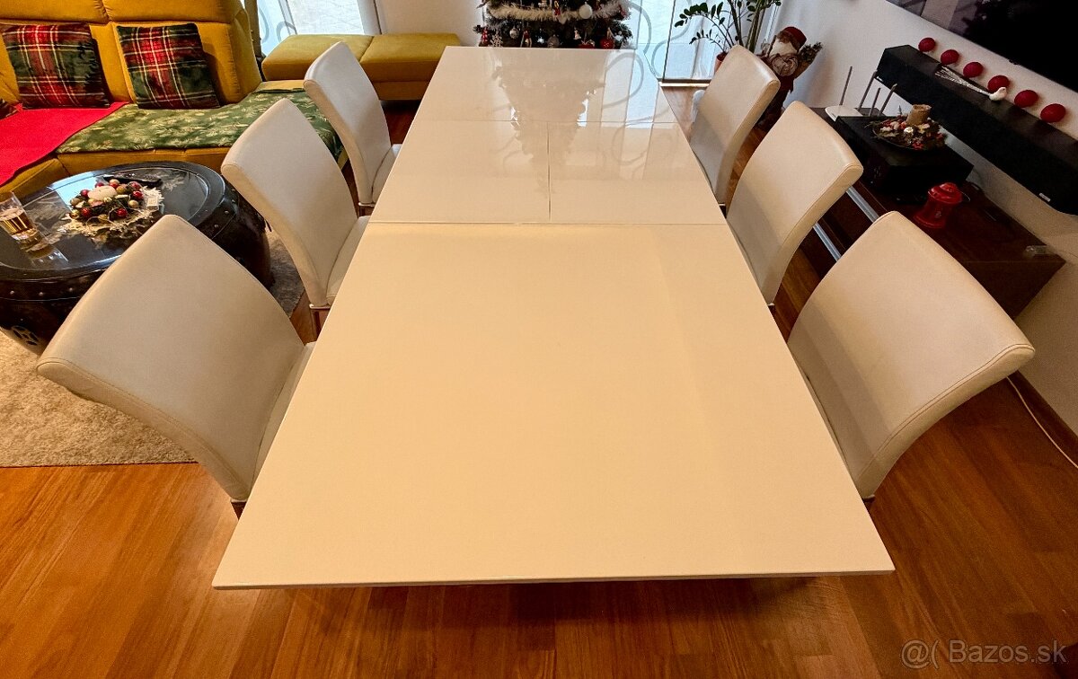 Biely rozkladaci jedalensky stol Vanessa a 6 stoliciek - 6