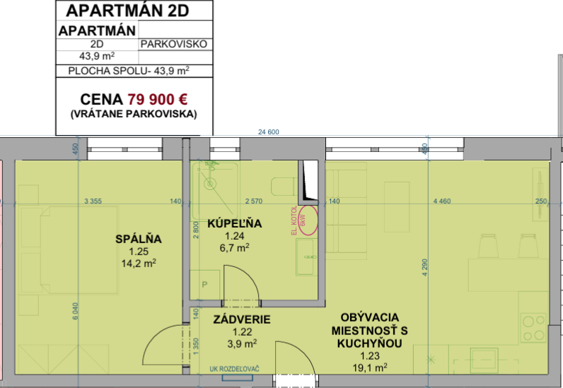 2- izbový apartmán (2D) s parkovacím miestom na Šírave - 6