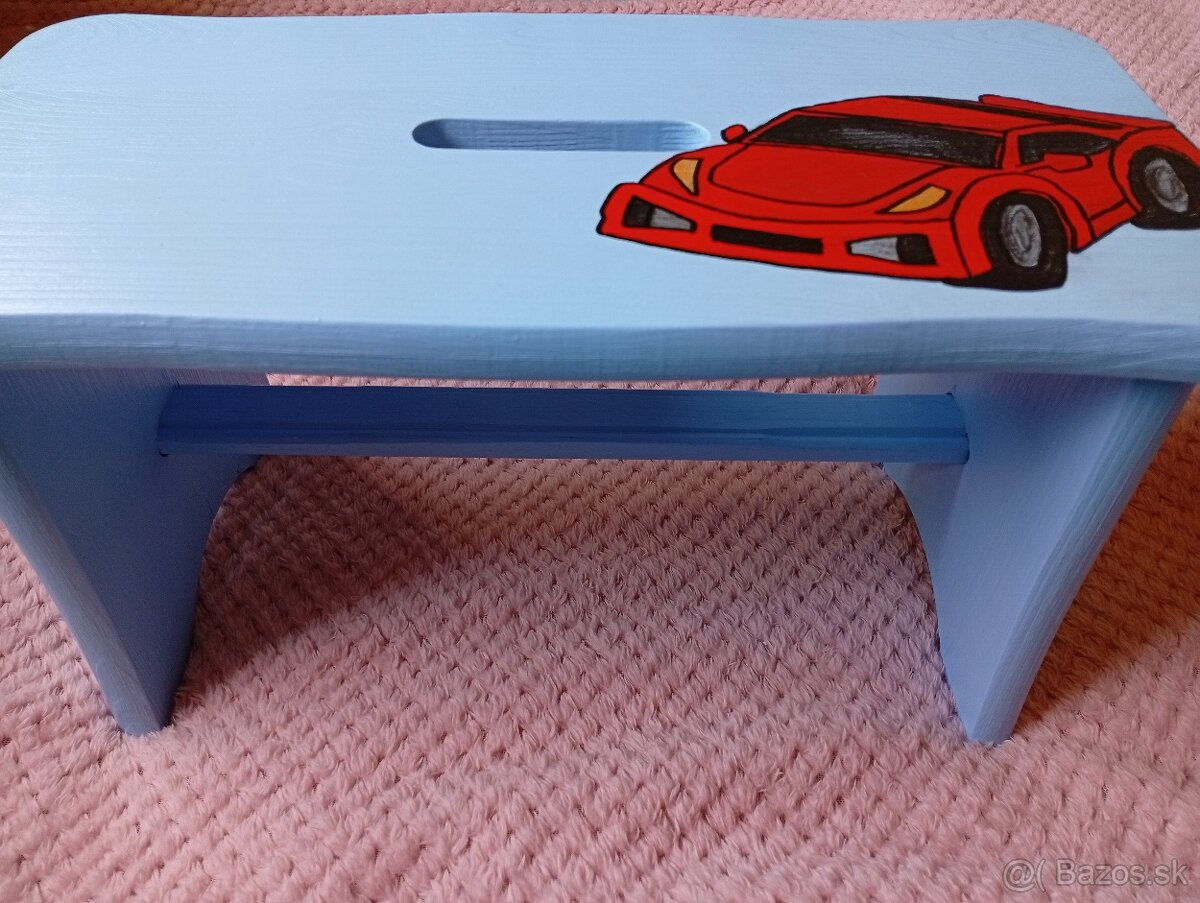 Stolček drevený maľovaný - 6