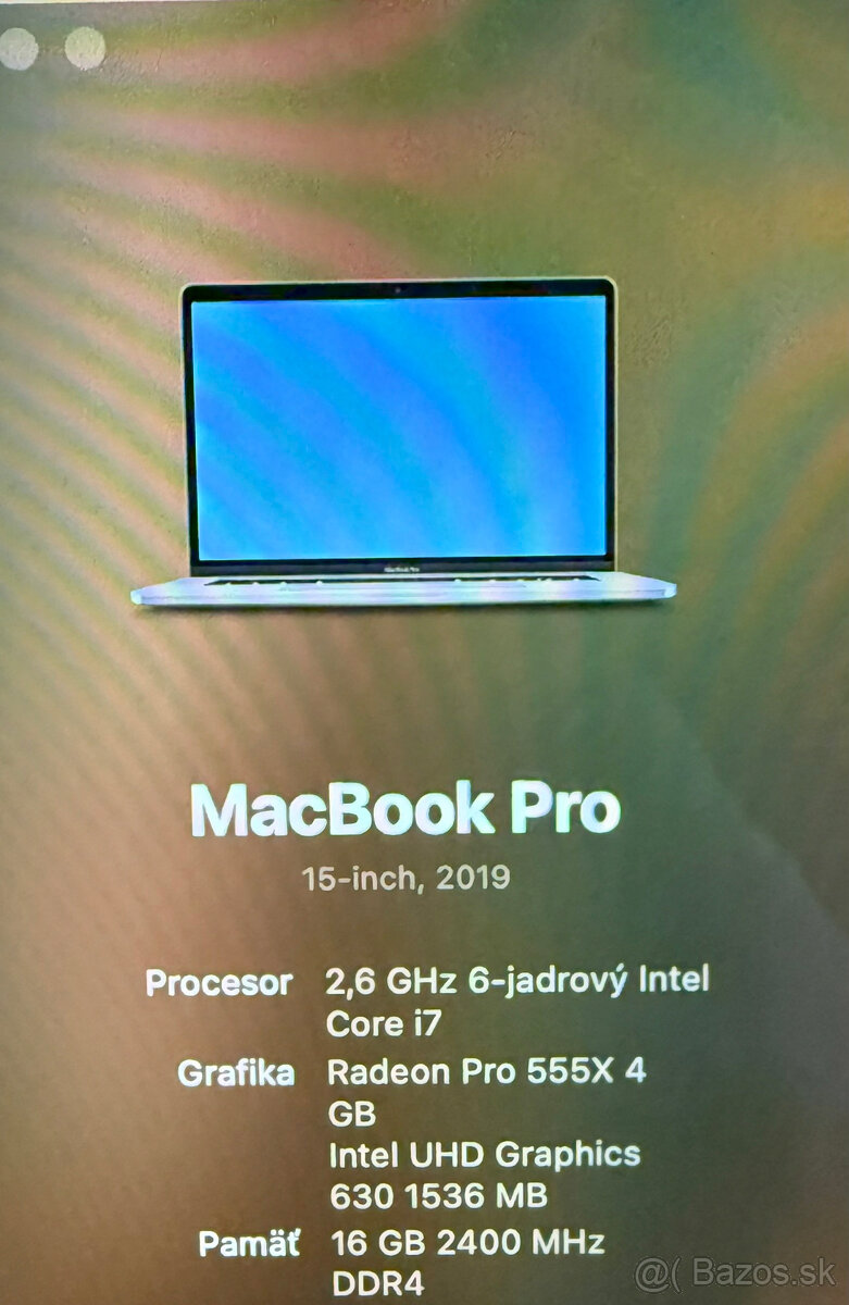 MacBook Pro 15" 2019 - i7/16GB/256GB - 6