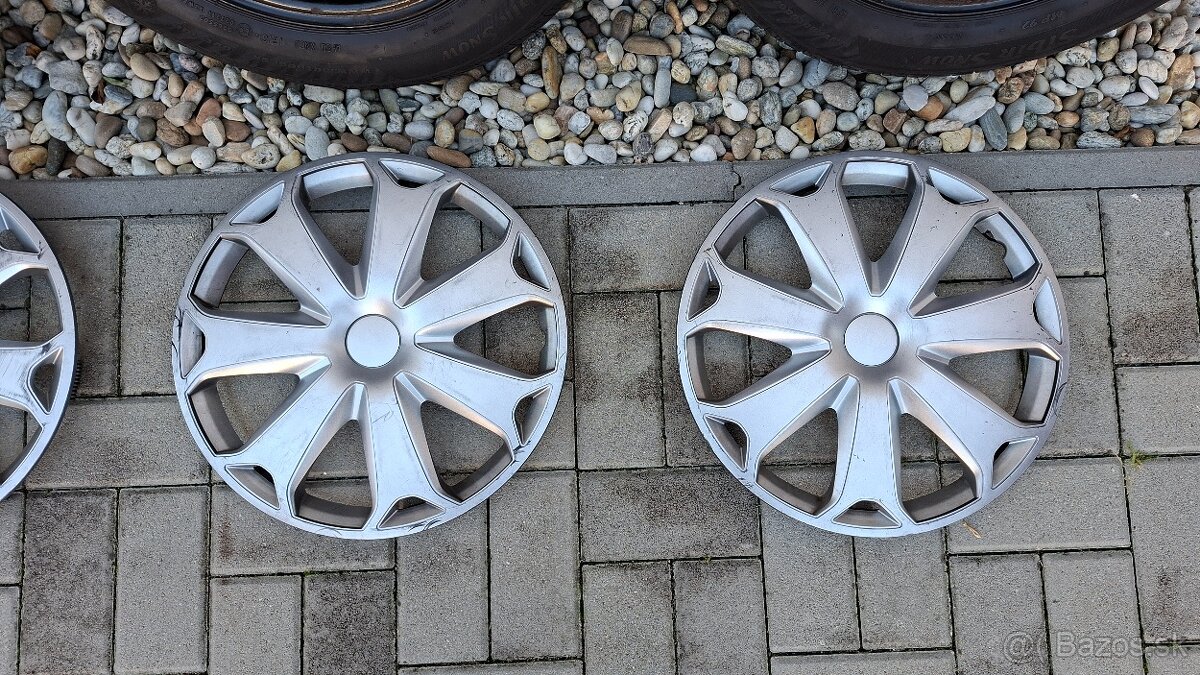 4x plechové disky 6Jx15 ET38 + zimné pneu 185/60 R15 - 6