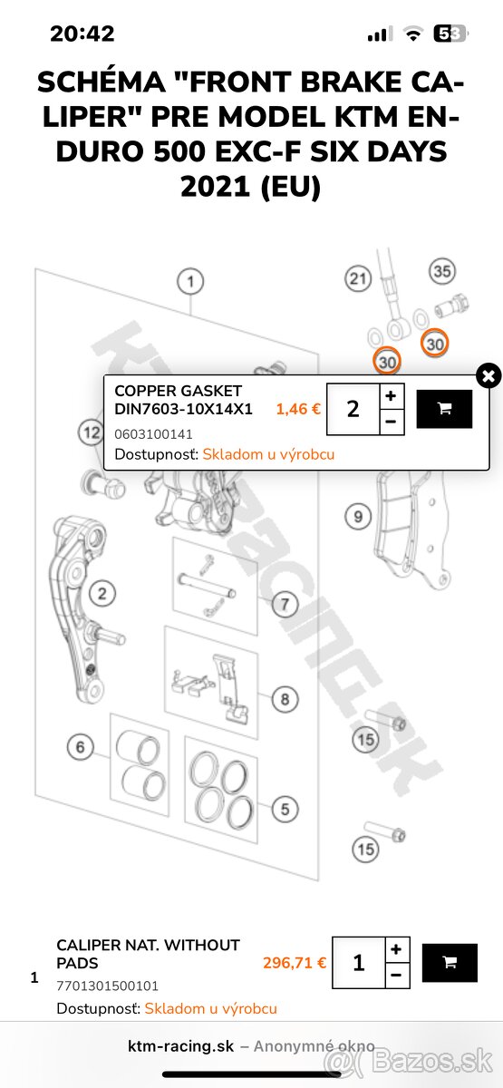 Ktm sx/ exc brembo strmen, adapter, kotuc MM - 6
