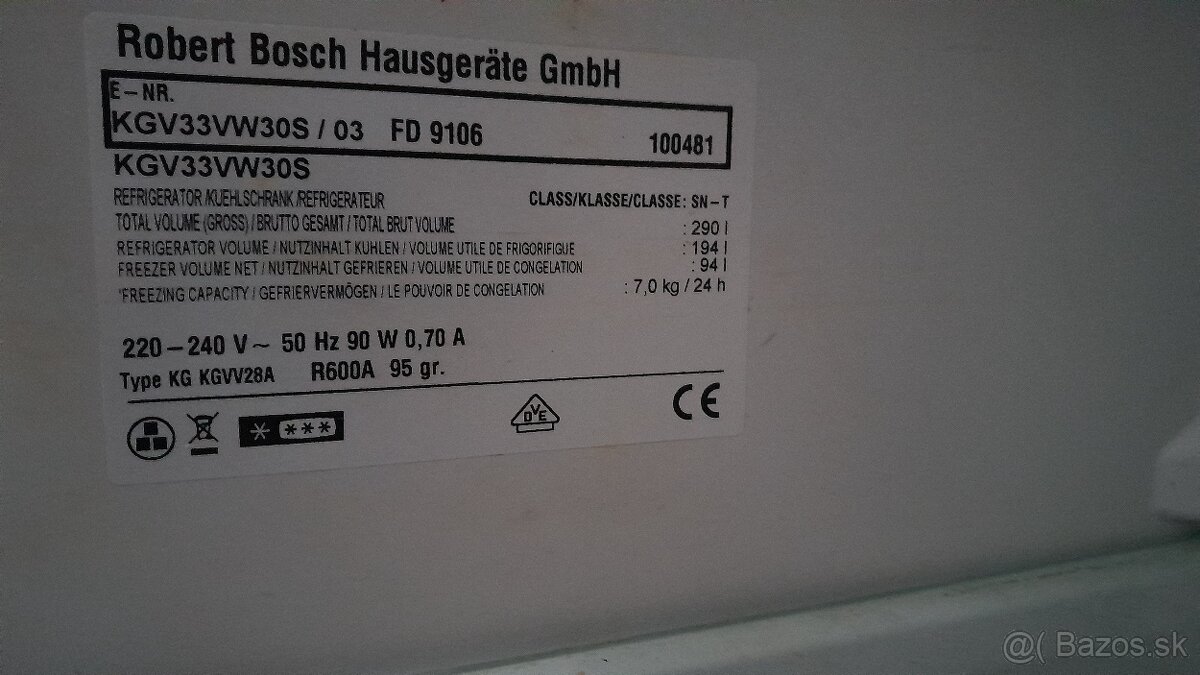 PREDÁM - Chladnička s mrazničkou BOSCH - 6