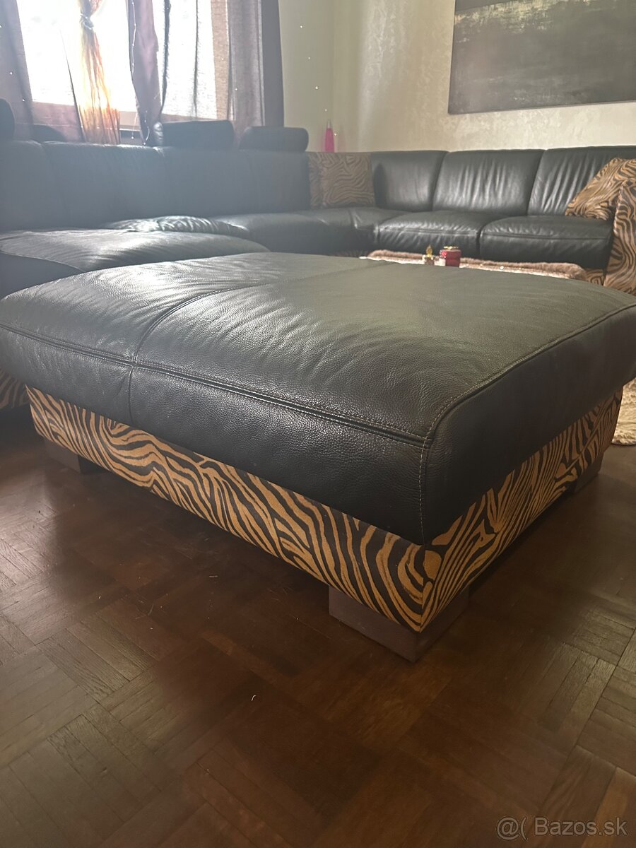 Kožená sedacia súprava +taburetka - 6