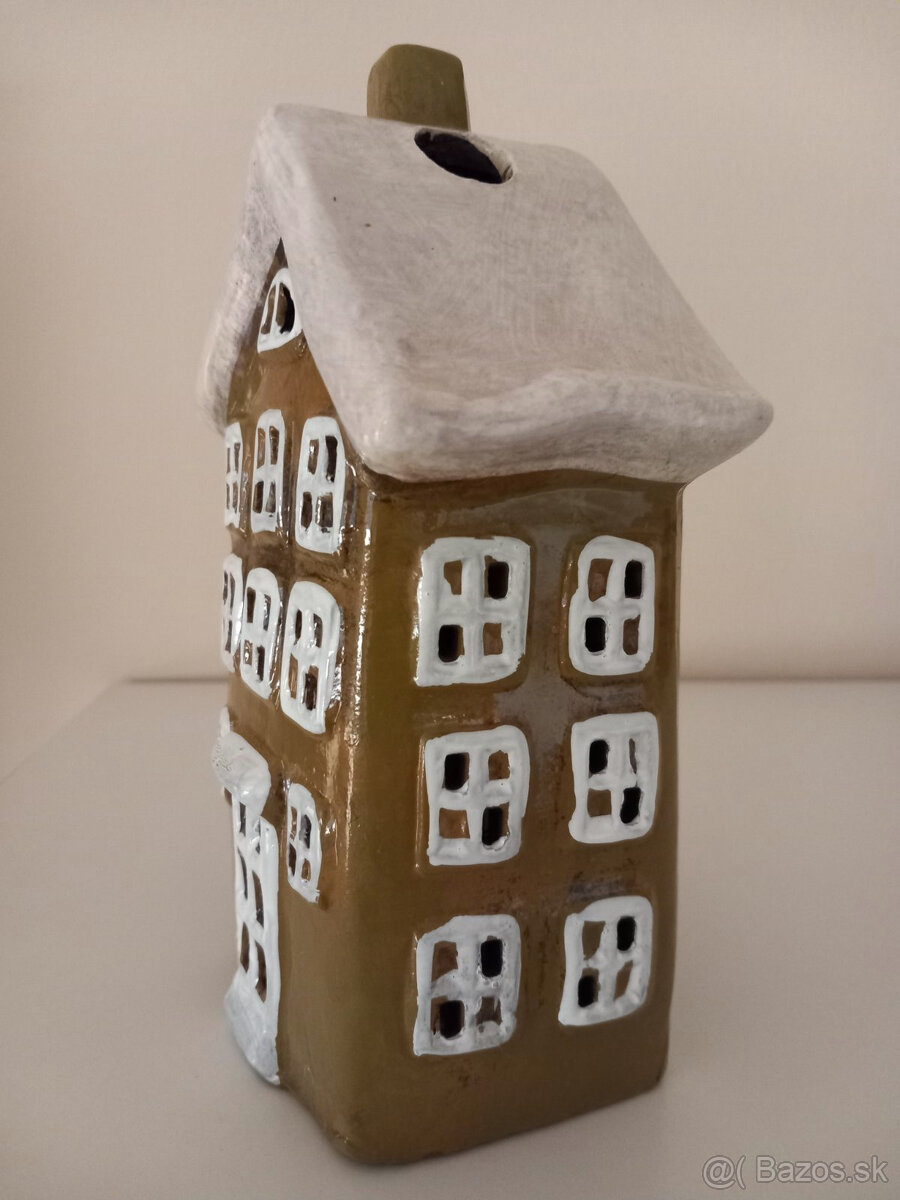 Keramický domček na čajovú sviečku 20x12x8 cm - 6