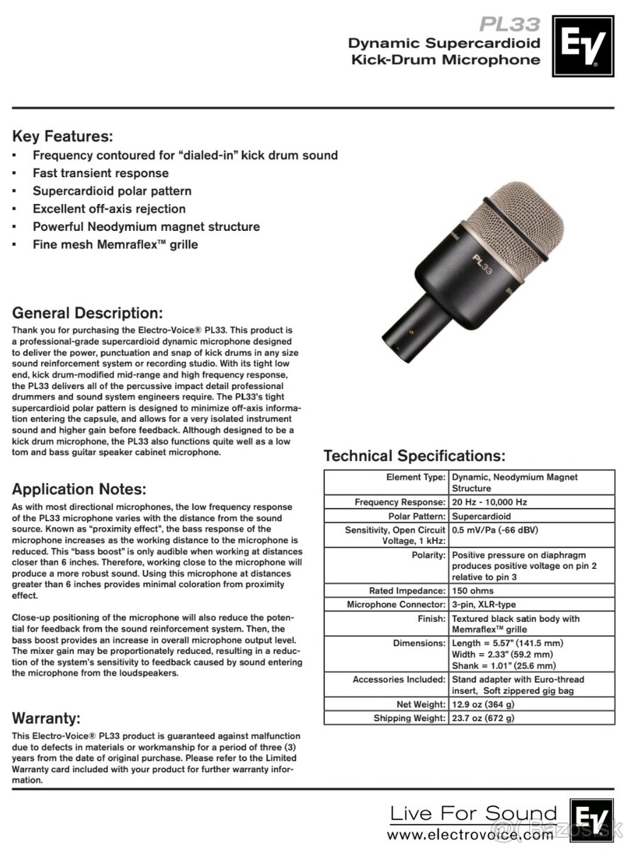 Dynamický mikrofón PL33 - 6