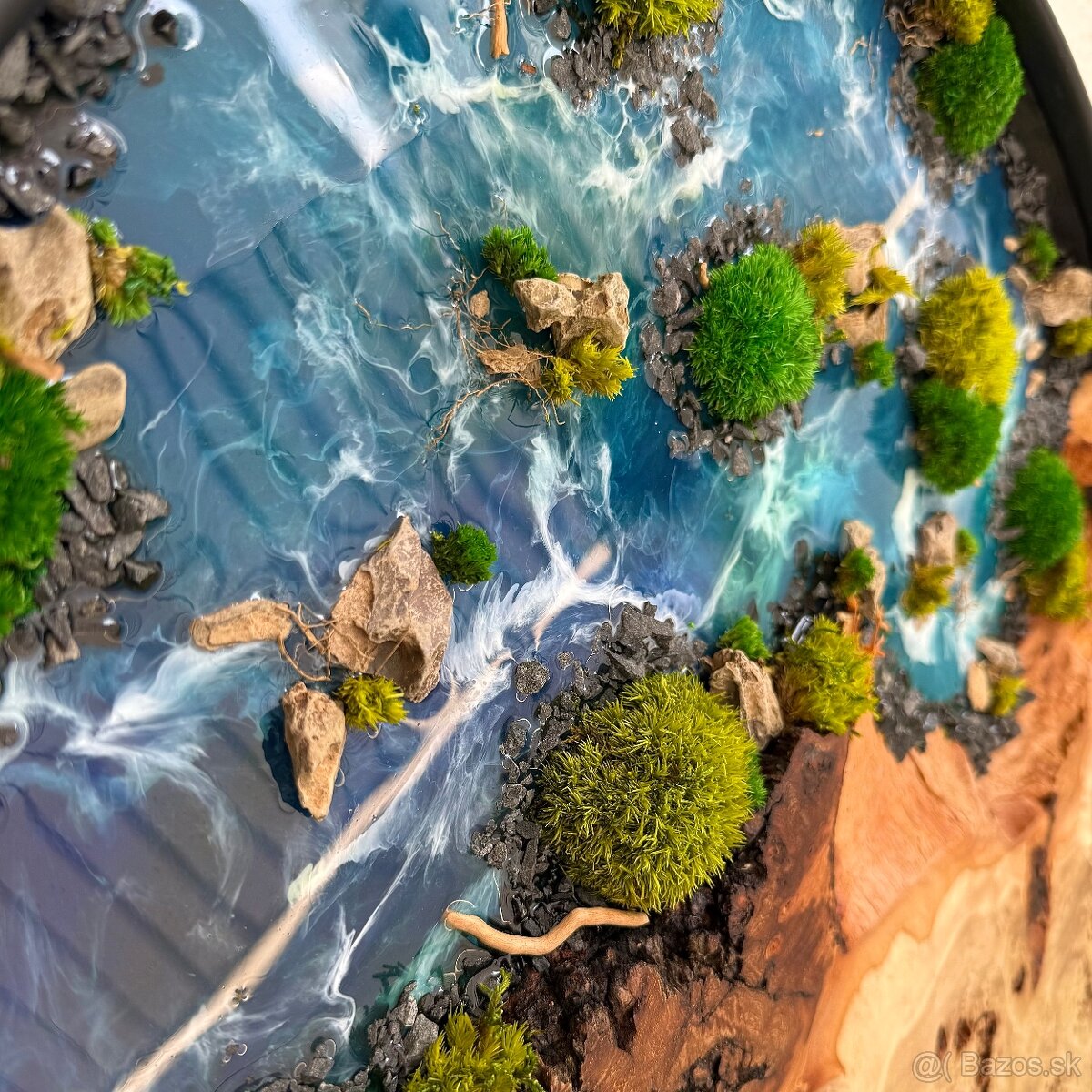 Machový obraz s epoxidom a drevom z očkového topoľa 53,5cm - 6