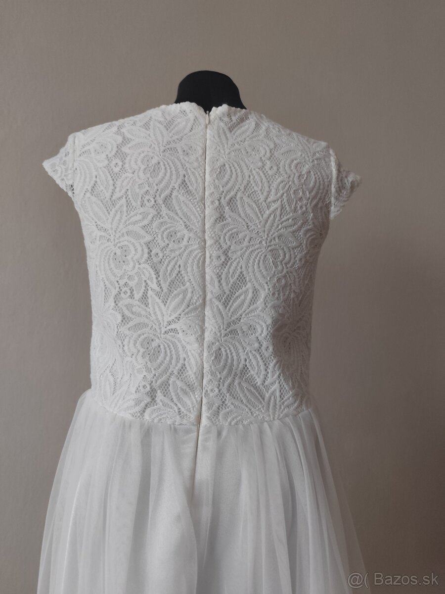 Krémové spoločenské šaty veľkosť 152 - 6