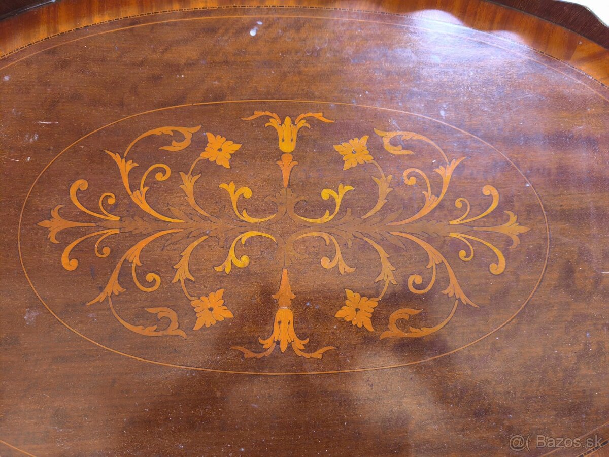 Elegantný anglický podnos s intarziou - 6