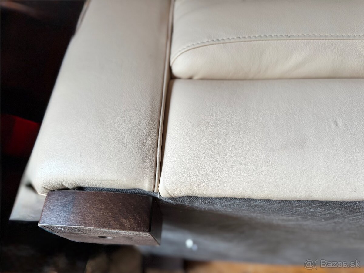 Kožená 2sedačka v bežovej farbe. - 6