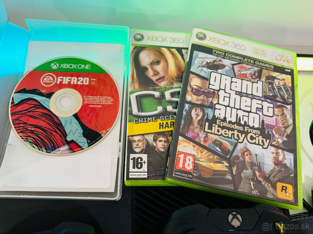 8 - TOP STAV XBOX ONE,3x ovládač,FIFA2020,GTA Liberty,C.S.I - 6