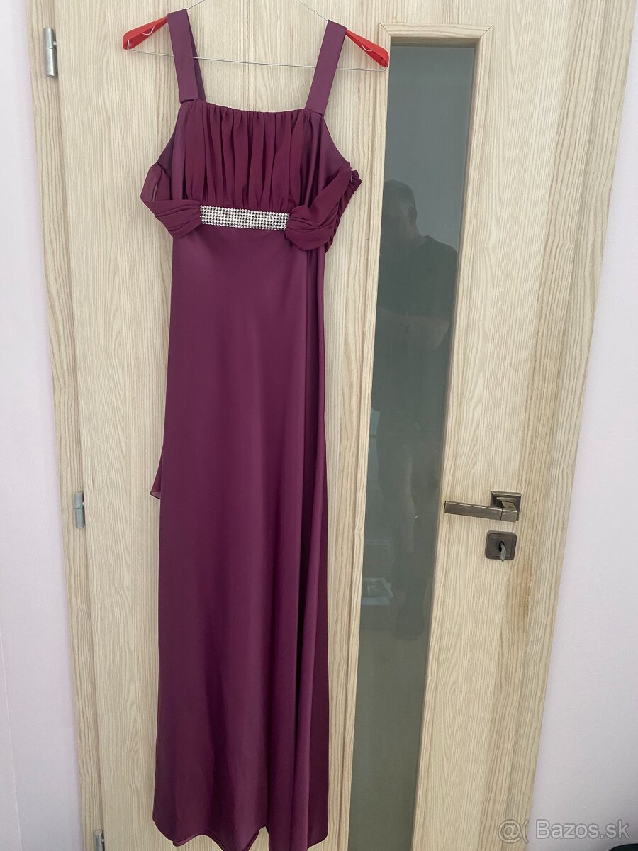 Dámske saténové spoločenske šaty veľkosť 38 + kabelka - 6