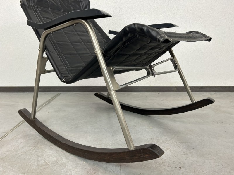 Japonské kožené skladacie hojdacie kreslo - 6