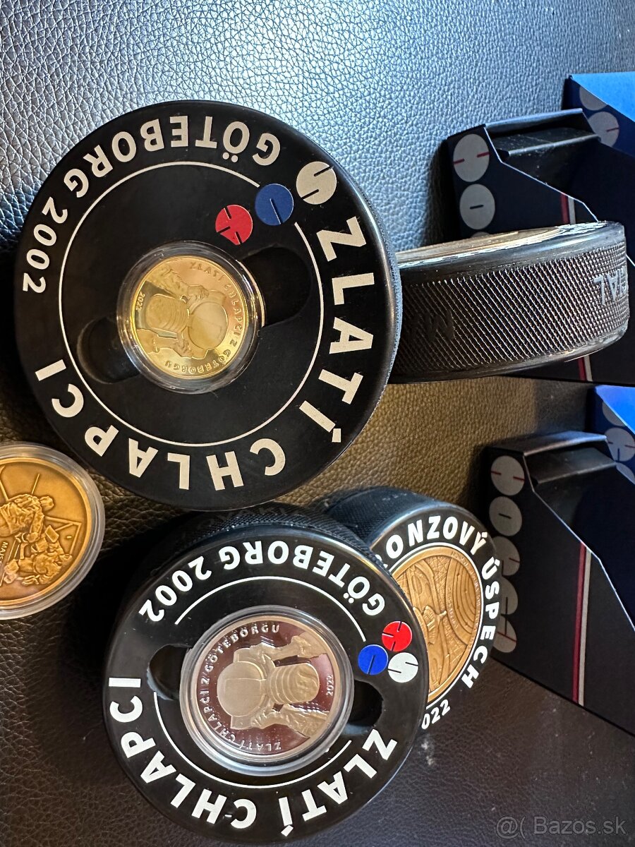 HOKEJOVÉ medaily v PUKU: zlato + striebro + bronz + mosadz - 6