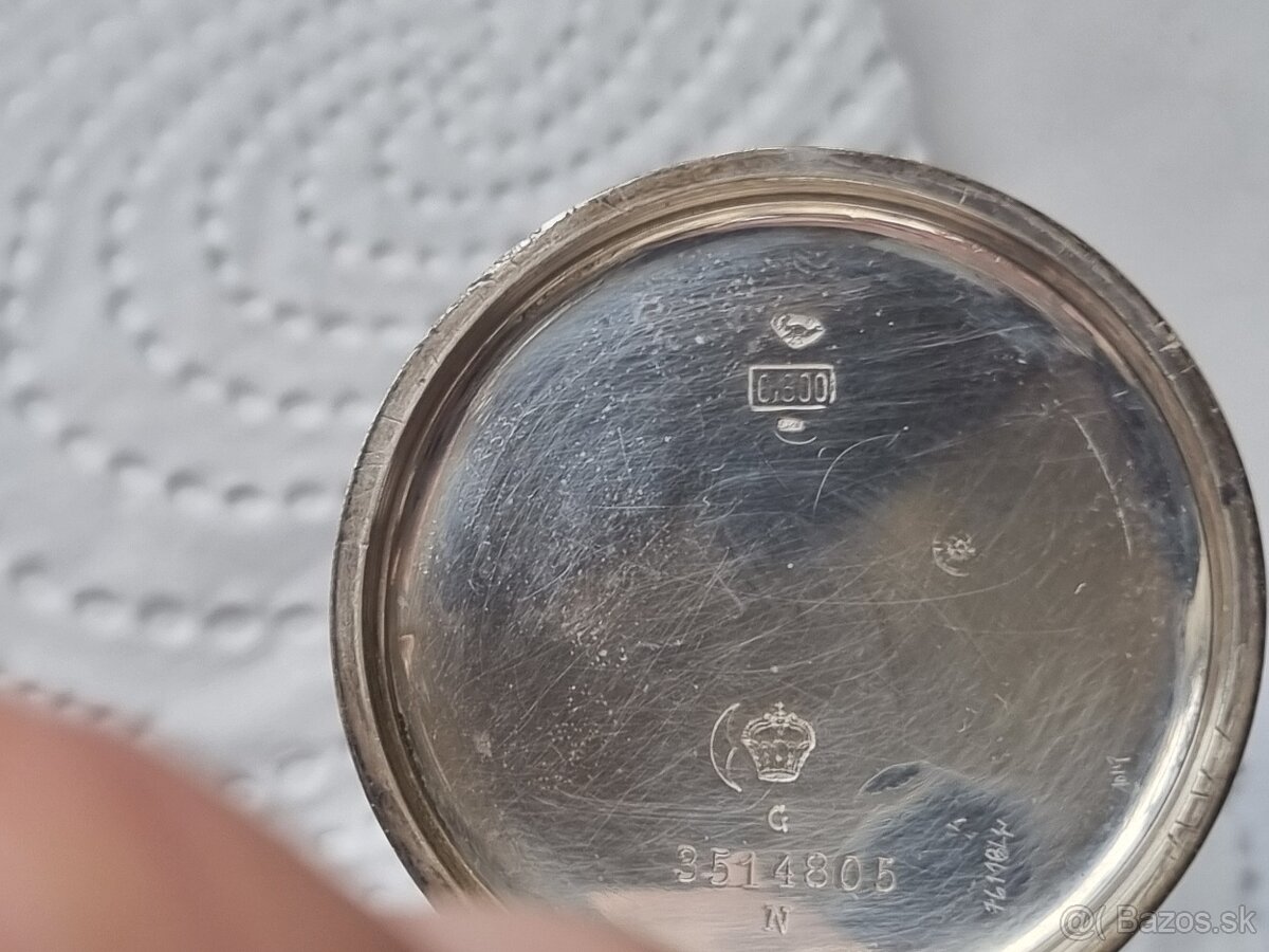 Strieborné, vreckové hodinky,Helvetia. - 6