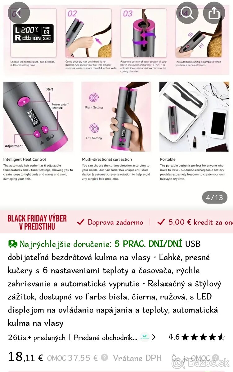 Bezdrôtová kulma na vlasy - 6