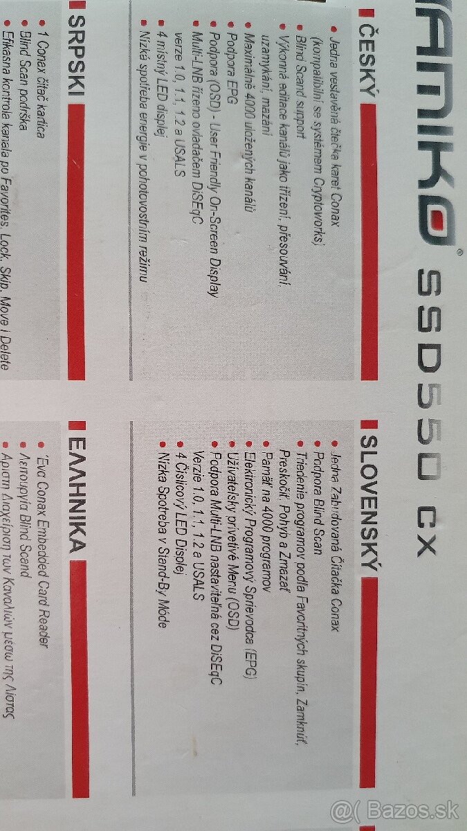 SATELITNÝ PRIJÍMAČ AMIKO SSD 550 CX - 6