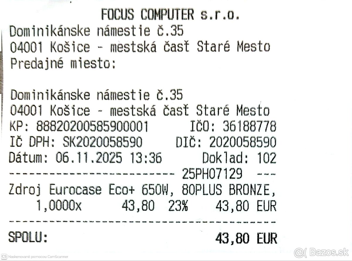 Zánovný napájací zdroj Eurocase 650W - záruka - 6