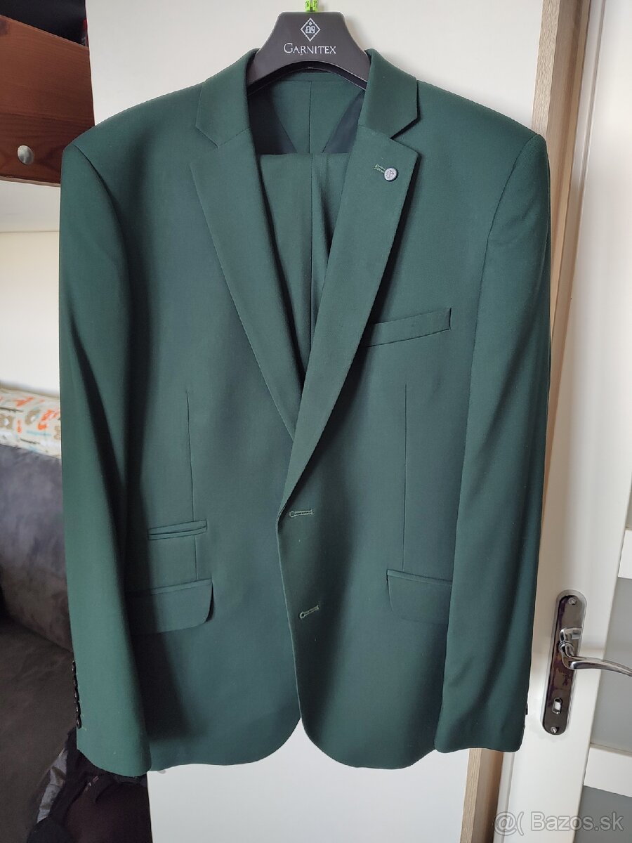 Pánsky tmavozelený oblek svadobný - 6