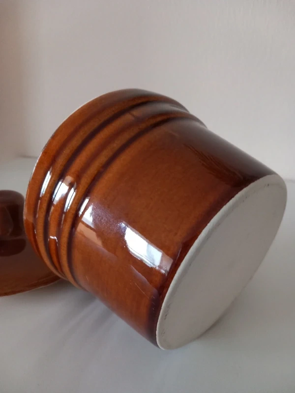 Stará kameninová dóza s vrchnákom 11,5x11,5 cm - 6