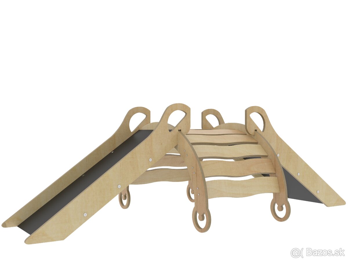 Montessori viacúčelová hojdačka ,preliezka,šmýkačka a tabuľa - 6