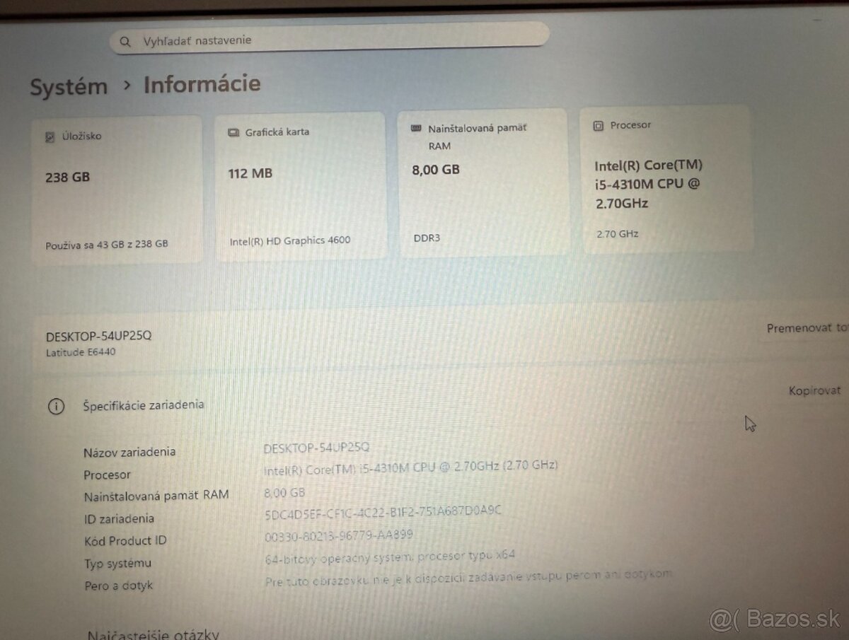 Dell Latitude E6440 i5 / 8GB / SSD / Win11 originál - 6