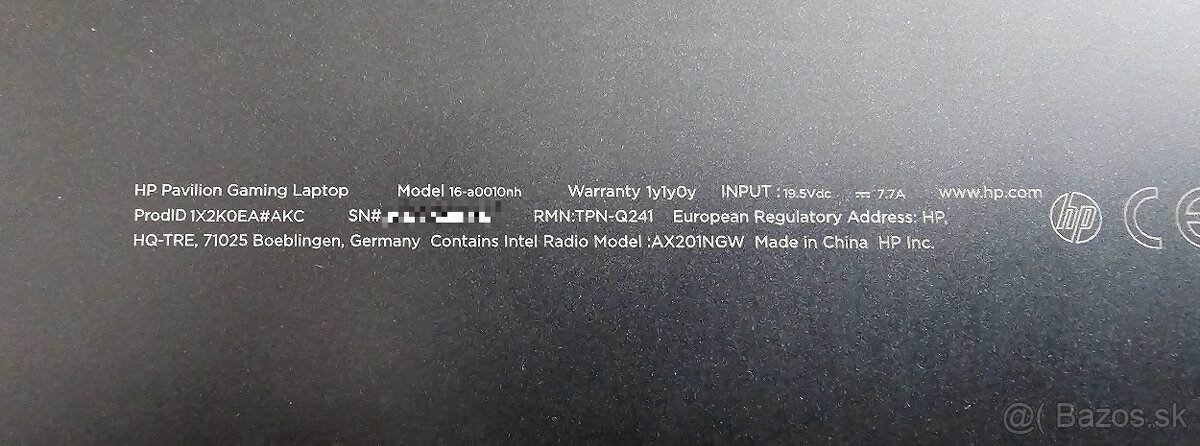 HP Pavilion Gaming 16 palcový GTX1650 Ti - 6