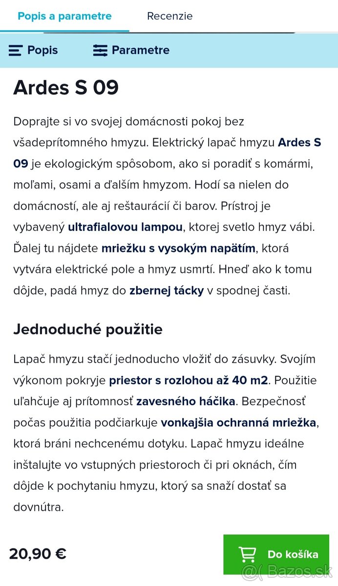 LAPAČ HMYZU ARDES - KOMÁRE , MUCHY - 6