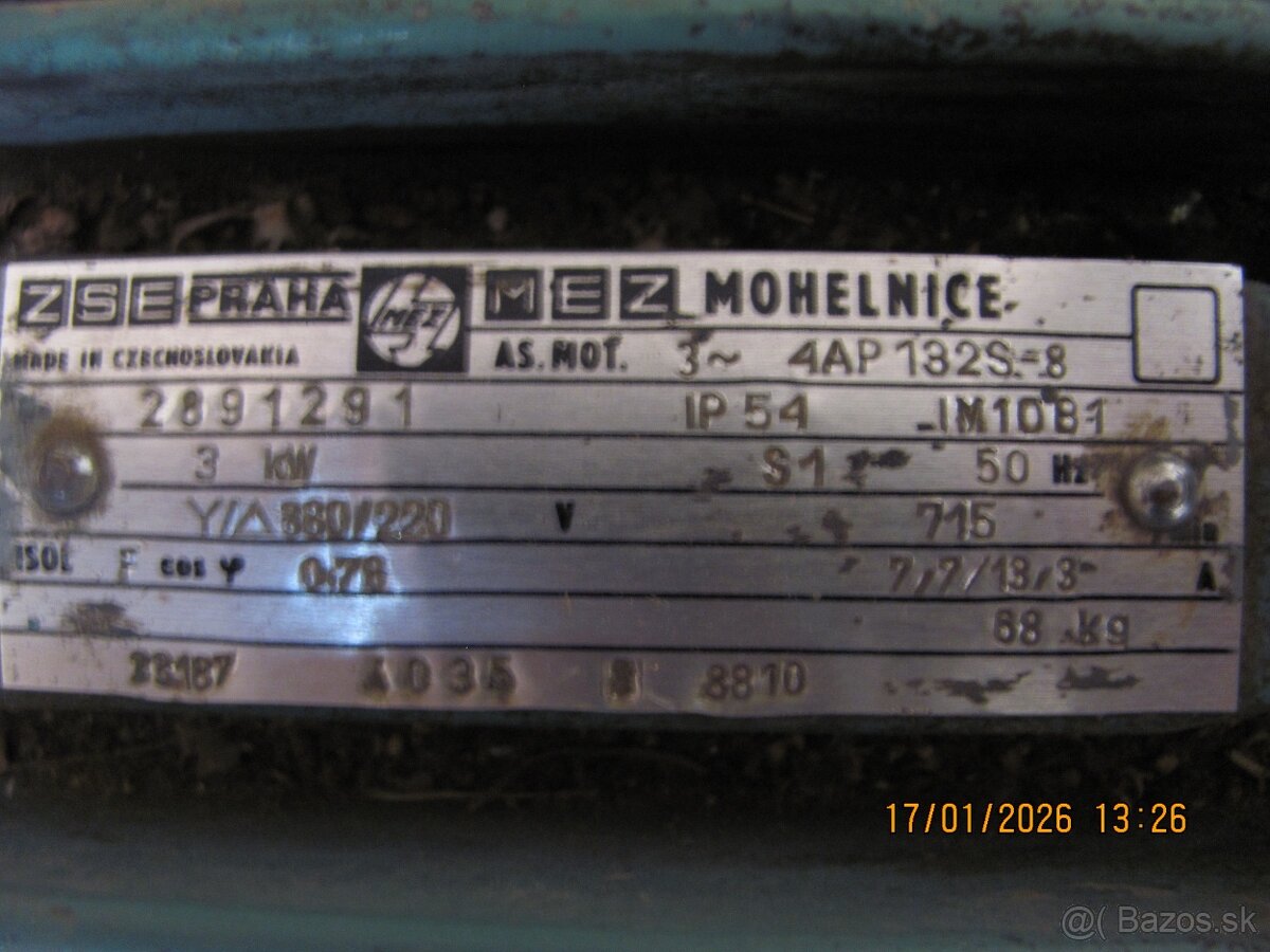 Elektromotor 3kW - 715ot./min - Hvezdový - 6