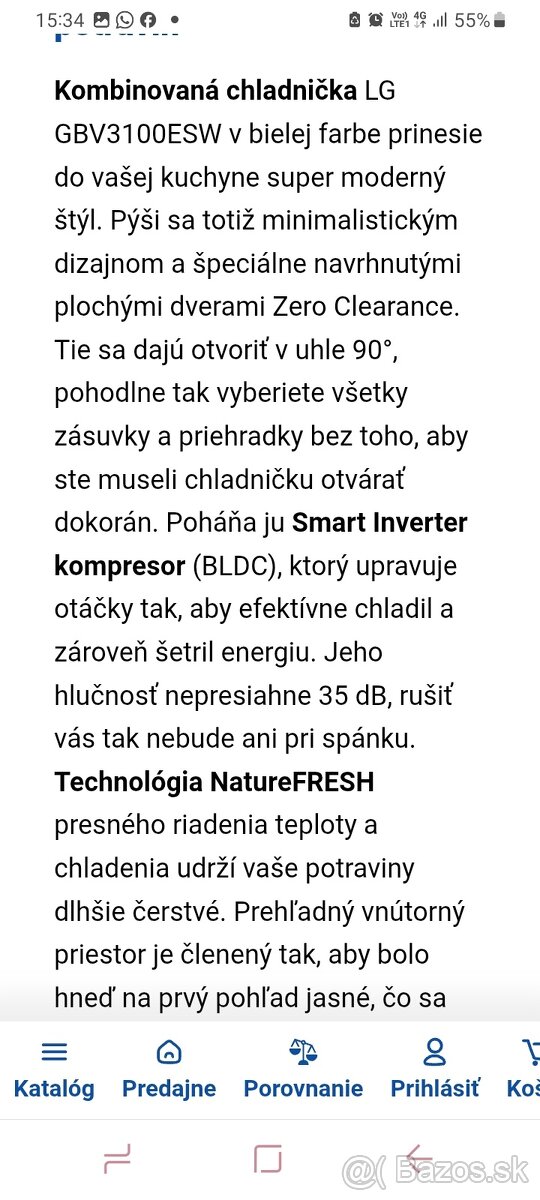 LG chladnička s mrazničkou NOVA V ZARUKE - 6