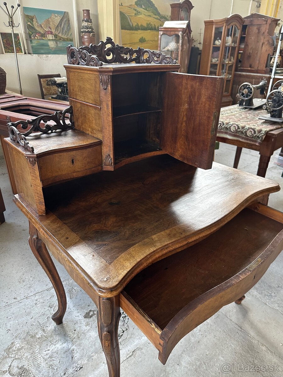 starožitný písaci stolík s nadstavbou - 6