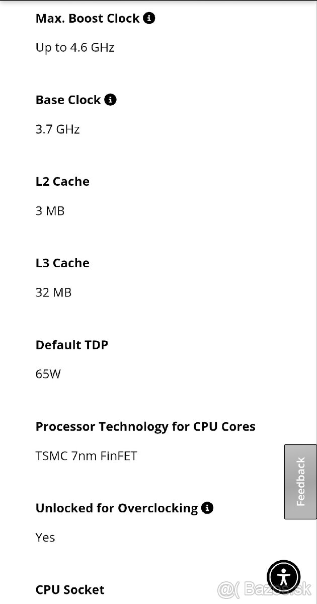 Predám procesor AMD AM4 Ryzen 5 5600x BOX - 6