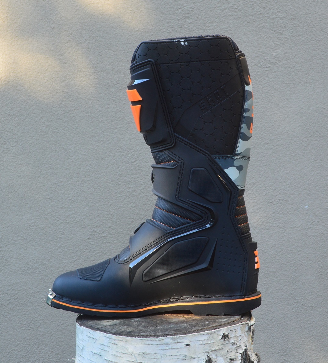 Čižmy topánky SHOT sivé maskáč oranžové - 6