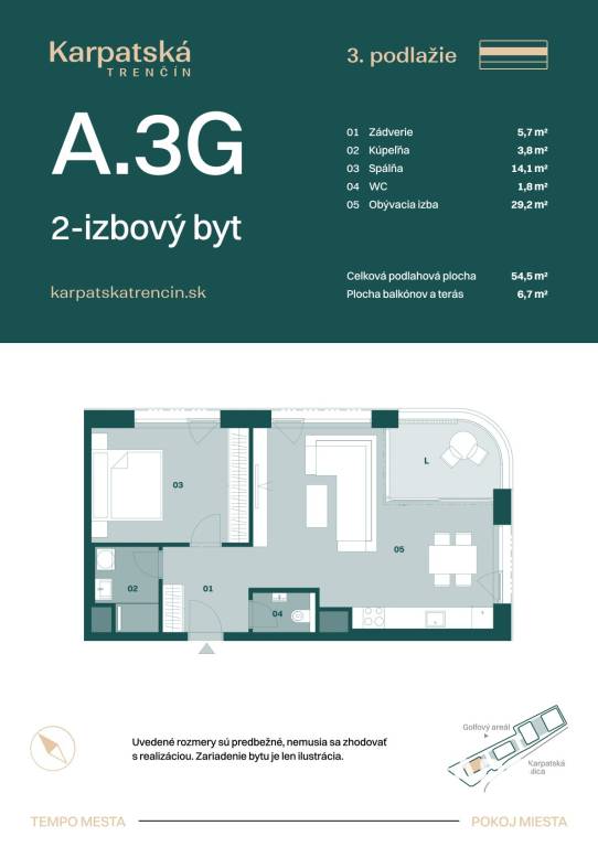 RADO | Rezidencia Karpatská A.3G, 2i byt 54,5 m2 s terasou 6 - 6