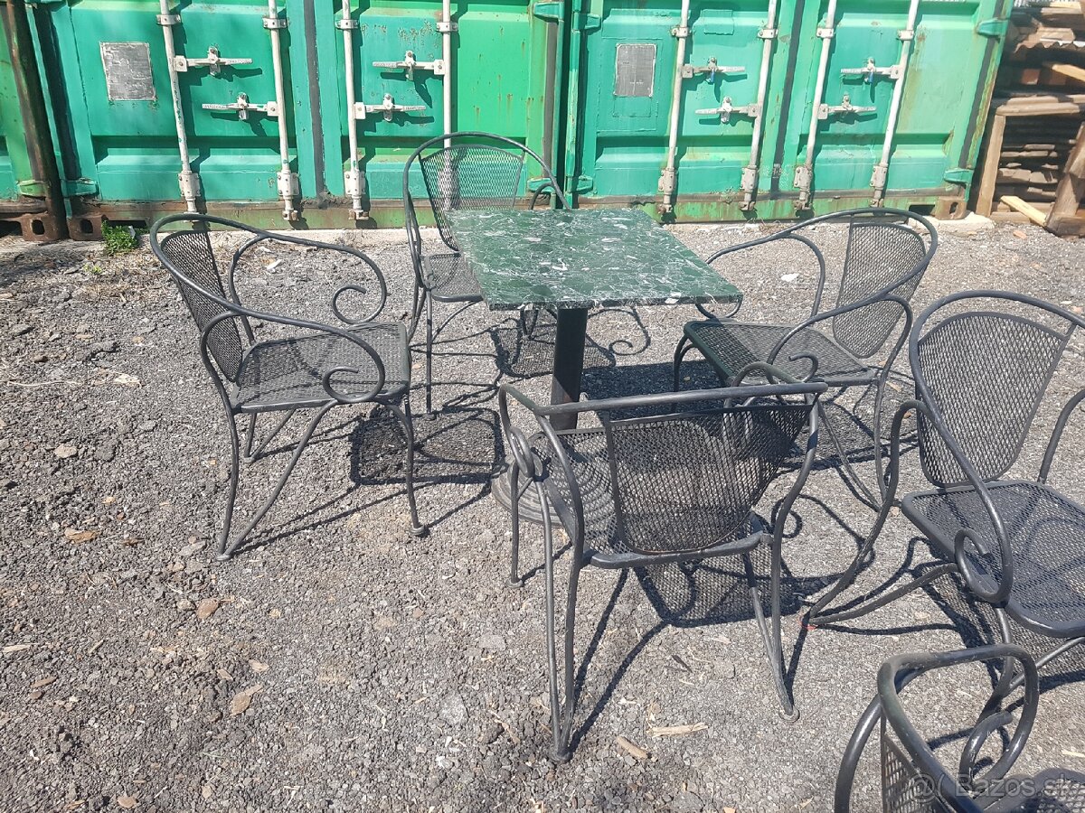 2x mramorový stôl a8 ks stoličku - 6