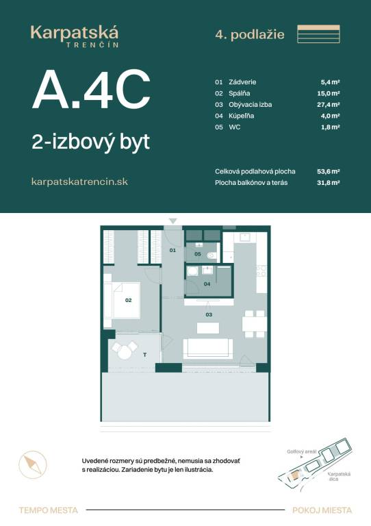 RADO | Rezidencia Karpatská A.4C, 2i byt 53,6 m2 s terasou 3 - 6