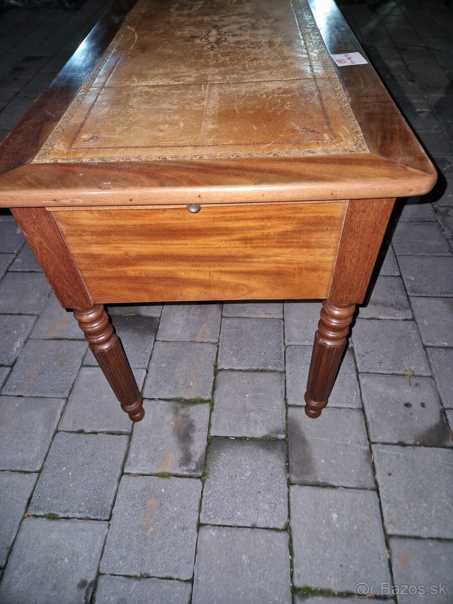 15 - Predám štýlový písací stôl s koženou pracovnou doskou - 6